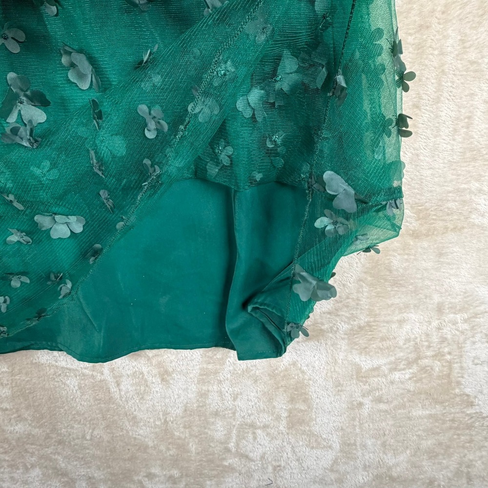 Vimpunec L Green Tulle Floral Applique Halter‎ Neck Dress St Patty's Day Party - Picture 10 of 12